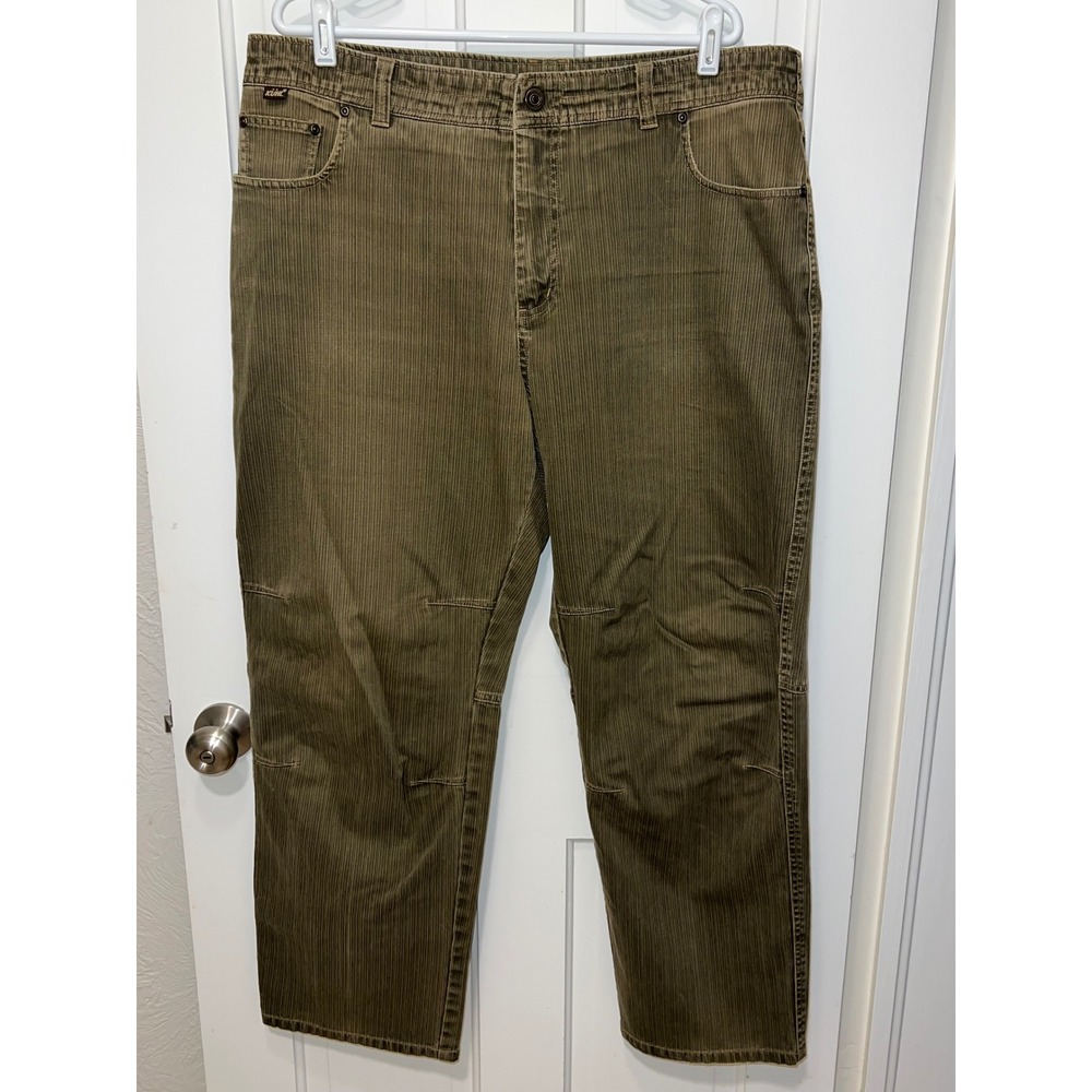 Kuhl Rydr Pants Mens 38x30 Olive Green Textured Cotton Articulated Knee Hiking